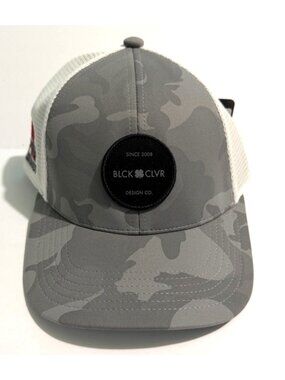 Black Clover Hat Snapback Trucker Gray Camo Mesh Golf Adjustable NWT